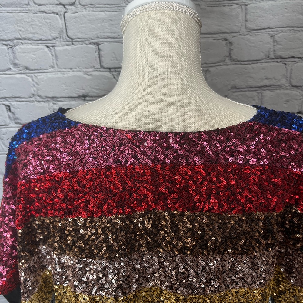 Gap Color Block Sequin Top Size S/M - image 5
